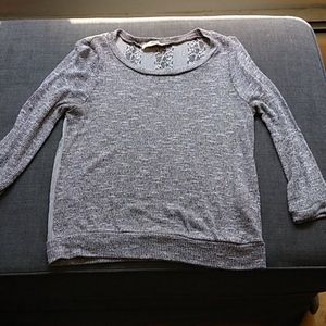 Grey and Lace 3/4 light sweater